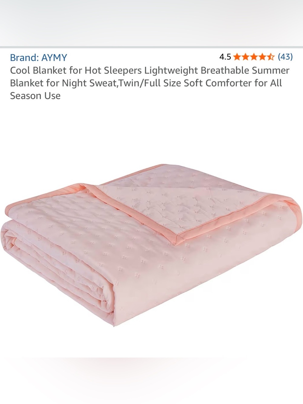 Lightweight Breathable Pink Comforter / Blanket